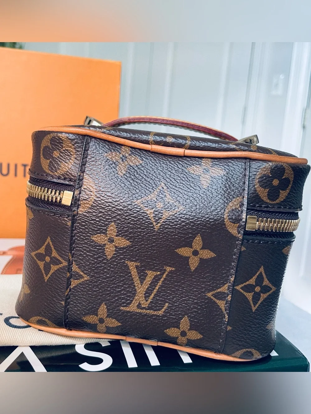 Louis Vuitton Nice Nano Monogram with free non LV crossbody strap.